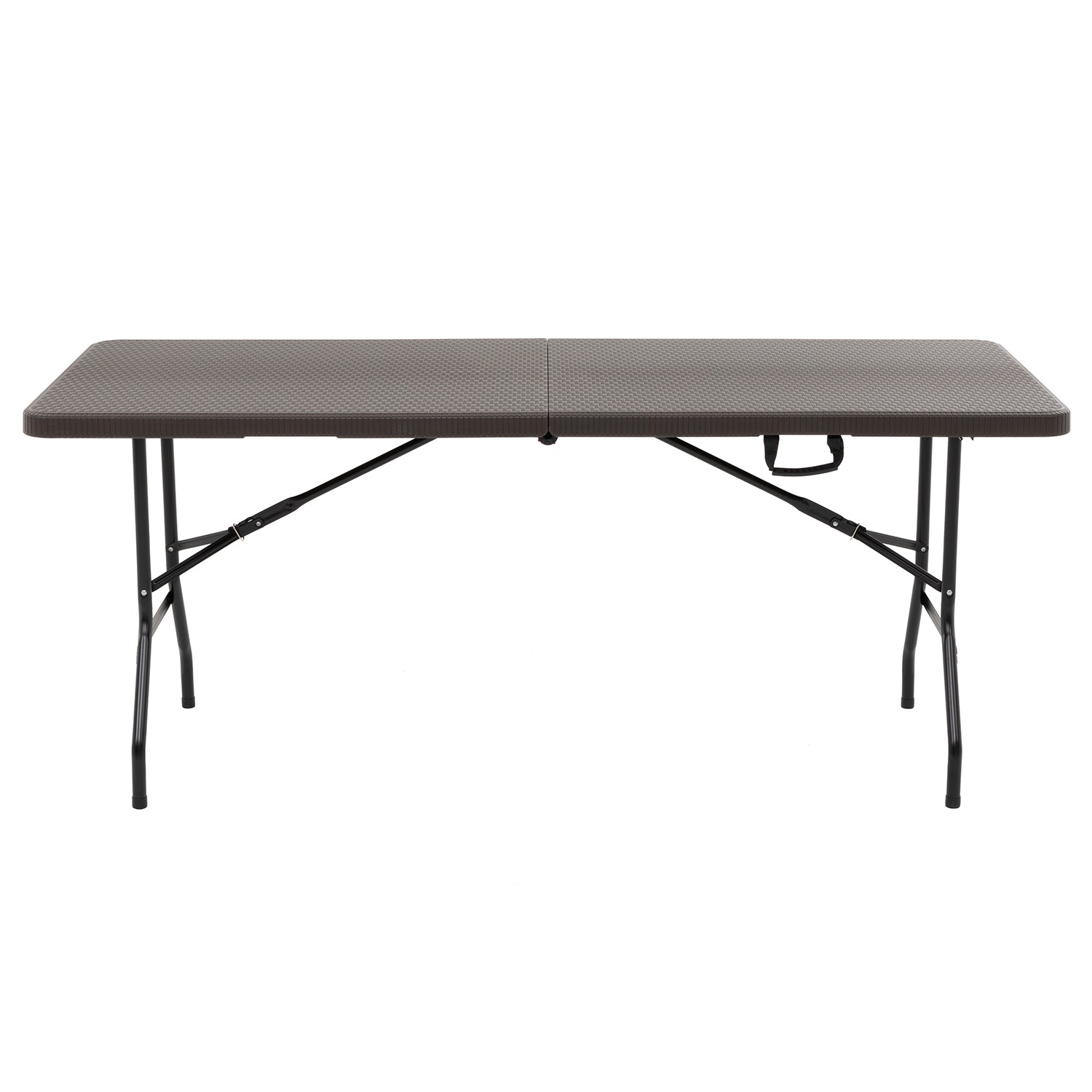 VESTIAMO CASA GIARDINO - Tavolo da giardino Richiudibile Marrone con finitura effetto Rattan - h74x180x74 cm